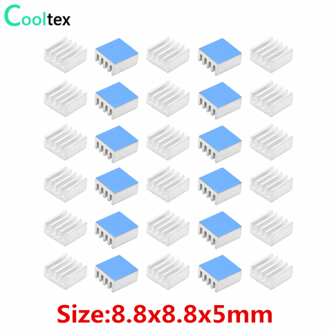 30pcs 8.8x8.8x5mm Aluminum Heatsink Radiator Cooling Cooler heat sink For Electronic Chip IC With Thermal Conductive Tape ► Photo 1/6