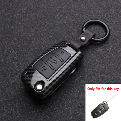 ABS Carbon fiber Silicone Car Key Cover Protector Case For Audi A3 A4 A5 C5 C6 8L 8P B6 B7 B8 C6 RS3 Q3 Q7 TT 8L 8V S3 keychain ► Photo 1/6