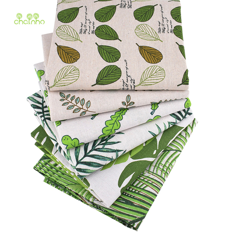 Chainho,Green Leaves Series,Printed Cotton Linen Fabric For DIY Quilting &Sewing Sofa,Table Clothes,Curtain,Bag,Cushion Material ► Photo 1/6