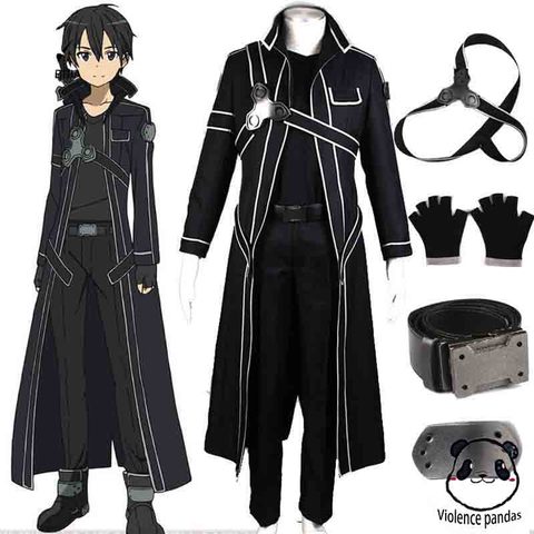 HOT Anime Sword Art Online Kirito Cosplay Costume Fancy Halloween Costumes for Adult Men Kirito SAO Kirigaya Kazuto Costume Suit ► Photo 1/6