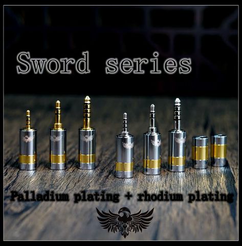 Sword series Rhodium plating + palladium plating  2.5MM 3.5MM 4.4MM Headset upgrade cable plug ► Photo 1/6