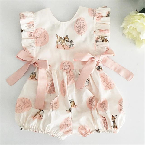 0-24M Summer Clothing Baby Girl Deer Flower Cotton Soft Romper Girls Jumpsuit Fashion Infant Clothes ► Photo 1/6
