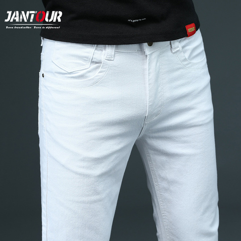 2022 New Classic Style Men's Skinny White Jeans men Cotton Casual Business Stretch Denim Trousers Male Fashion Brand Pants 28-38 ► Photo 1/6