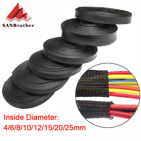 1/5/10/50/M Black Insulated Braid Sleeving 2/4/6/8/10/12/15/20/25mm Tight PET Wire Cable Gland Protection Cable Sleeve ► Photo 1/5