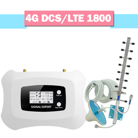4G LTE DCS 1800 Cellular Signal Amplifier 70dB Gain LCD Display GSM Signal Repeater Band 3 4G LTE Cellphone Signal Booster Set// ► Photo 1/6