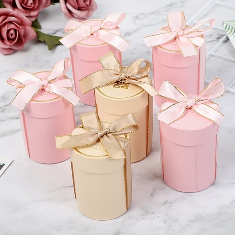 New Cylinder Chocolate Candy Box Wedding Favors and Gift Boxes for Wedding Decoration Baby Shower Gift Bags Party Supplies ► Photo 1/6