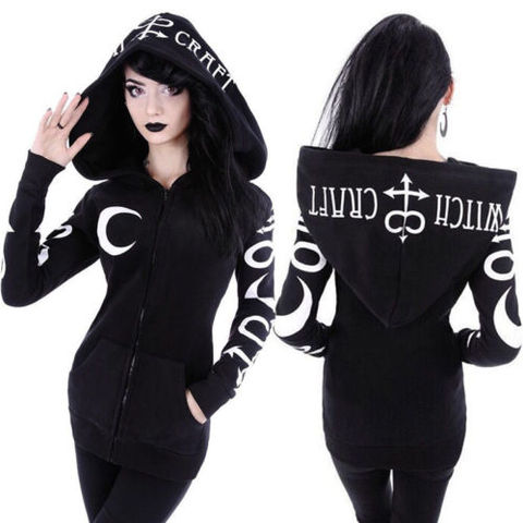 Women Ladies Punk Gothic Witch Vampire Hooded Sweatshirts Coats Long Sleeve Sport O-Neck Hoodies Halloween Autumn Winter Clothes ► Photo 1/6