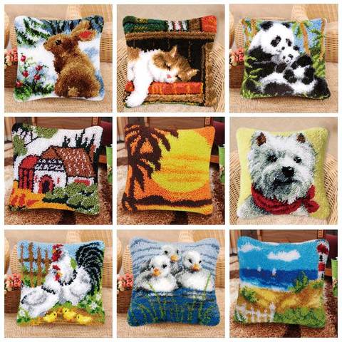 Beautiful Scenery Sunset Carpet Embroidery Pillow Knooppakket Needlework Set Latch Hook Cushion Button Package knoopkussen ► Photo 1/6