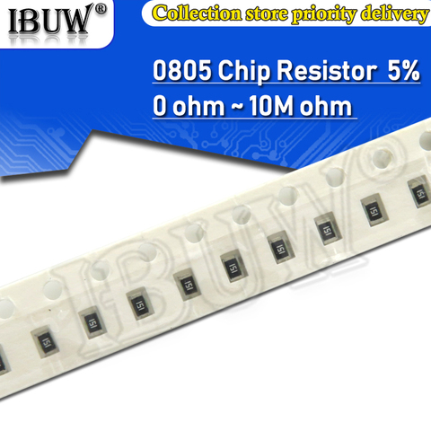 100pcs 0805 5% 1/8W SMD chip resistor 0R ~ 10M 0 1R 10R 100R 220R 330R 470R 1K 4.7K 10K 47K 100K 1M 10M 0 1 10 100 330 470 ohm ► Photo 1/2