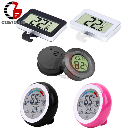 Mini LCD Digital Thermometer Hygrometer Fridge Thermometer Indoor Car Auto Humidity Temperature Tester Detector Magnet Hook ► Photo 1/6