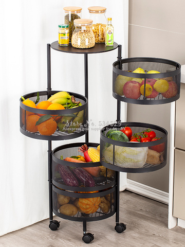 Multi-layers Thickened Metal Kitchen Vegetable Basket Multi-layer Rotatable Round Storage Basket Storage Rack Kitchen Organizer ► Photo 1/6