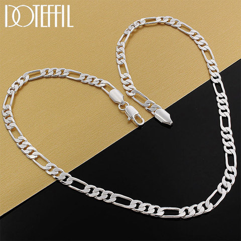 DOTEFFIL 925 Sterling Silver 6mm Flat Classic Chain 20 Inches Necklace For Women Man Fashion Wedding Party Charm Jewelry ► Photo 1/6