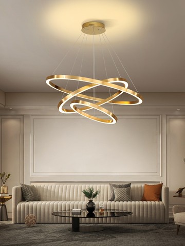 Living Room Lamp Chandelier Simple Nordic Style 2022 New Dining Room circle round Ring Compound Building  Post Modern Light ► Photo 1/5