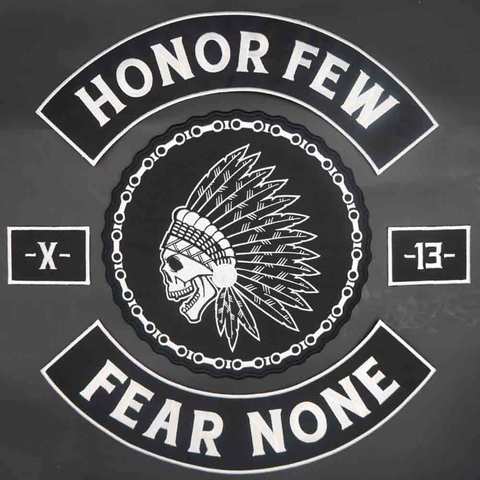 HONOR FEW FEAR NONE large size Embroidered motorcycle biker Patches Clothes Stickers Apparel Accessories Badge ► Photo 1/6