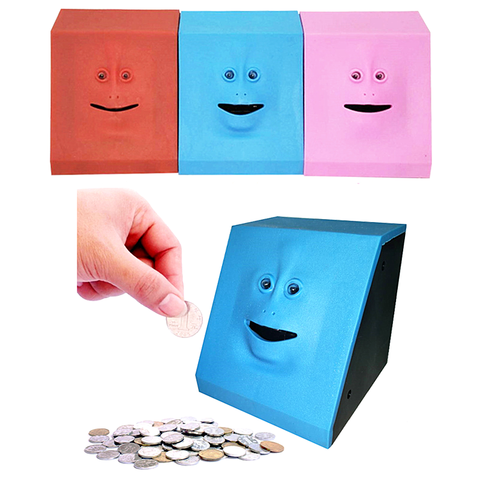 Cute Face Bank Money Safe Box Piggy Banks Eats Sensor Coin Box For Money Saving Creative Safes Piggy Bank Children Gift ► Photo 1/6