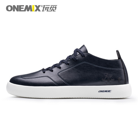 ONEMIX 2022 Brand Men Skateboarding Shoes Lace-Up Lightweight Leather Sneakers Classic Low Upper Flat Shoes Women Sports Shoes ► Photo 1/6