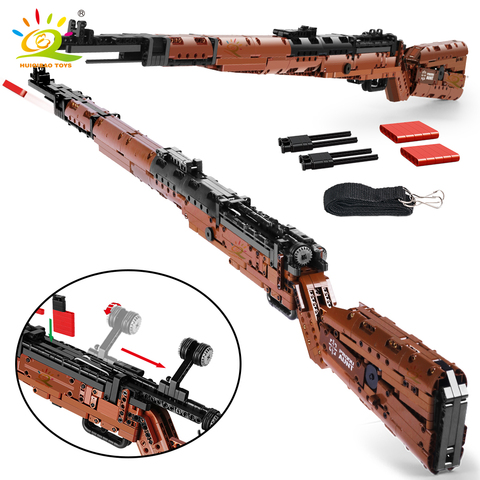 HUIQIBAO 1025+PCS PUBGS 98K Sniper Rifle Model Building Blocks Set Technic Assembly Bricks City DIY Game Gun Toys For Children ► Photo 1/6
