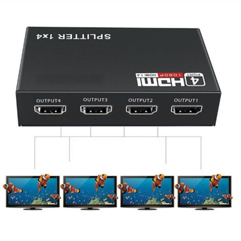 HDMI Splitter 1 In 4 Out Full HD 4-Port Hub Repeater Amplifier v1.4 3d 4k 1080p  For HDTV DVD For PS3 Xbox ► Photo 1/6