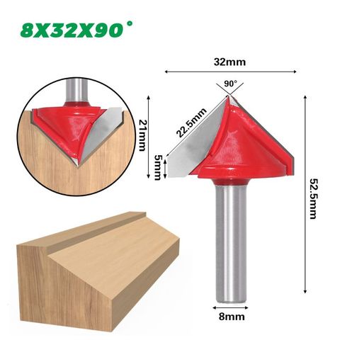 8mm Shank V Groove 3D Router Bit Solid Carbide 60 90 Degree Woodworking Tool C90D ► Photo 1/6