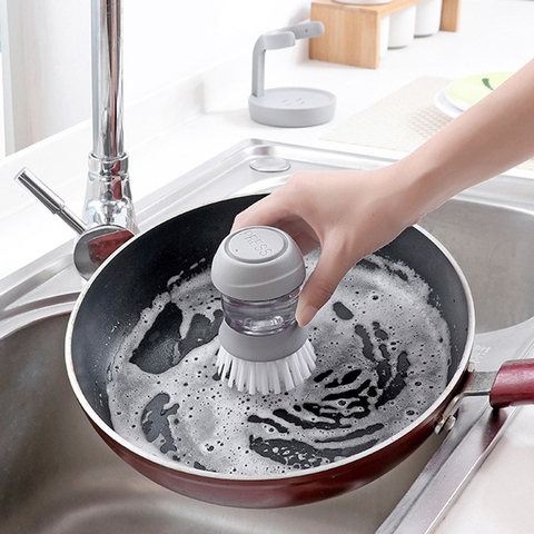 Kitchen Gadgets Hydraulic Dish Brush Pot Clean Brush Washing Up Liquid Soap  Dispenser Kitchen Tool Dishwashing Brush Cleaning Brushes