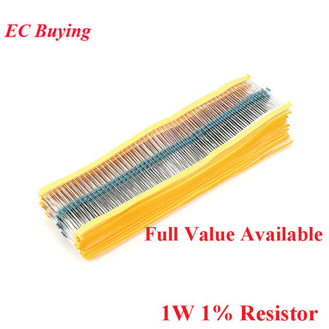 50pcs 1W Metal Film Resistor 1% 0.1R ~ 2.2M 1M 100R 100K 200R 330K 470K 510R 680R 300R 220K 39R 240K 270R 820K 180R 150R 1K ohm ► Photo 1/5