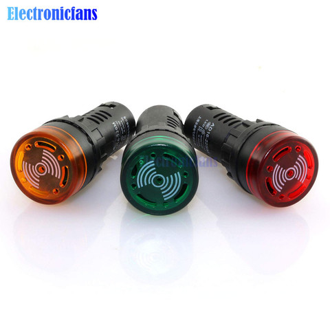 Buzzer Lamp AD16-22SM LED Flash Alarm Indicator Signal Lamp With Buzzer DC 12V 24V AC 110V 220V 22mm Red Green Yellow ► Photo 1/6