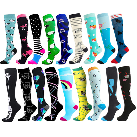 Sport Compression Stockings Funny Pattern Halloween ballon Dot Leg Pressure Running Cycling Multi Color Compress Socks ► Photo 1/6