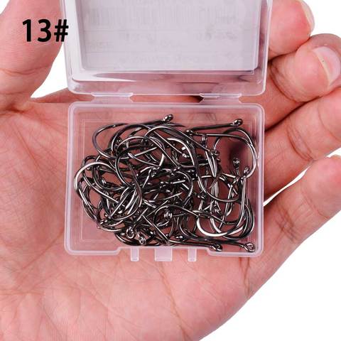 100pcs / Box 2#-15# Carp Fishing Hooks in Fly Fishhook High Carbon Steel Circle Fishhook Jig Big Barbed Pesca Fishing Hook ► Photo 1/6