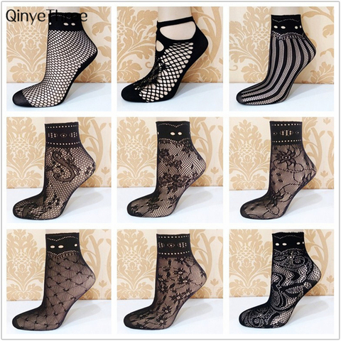 Elegant Women Lovely Girls Summer Fashion Sexy Lady Soft Black Lace Ruffle Fishnet Mesh Short Ankle Socks Ultrathin ► Photo 1/6