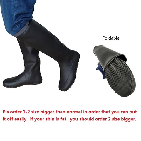 Japan Style Soft Women High Portable Rain boots Men Foldable Natural Rubber Shoes Galoshes Black Garding Field Planting Shoes ► Photo 1/6