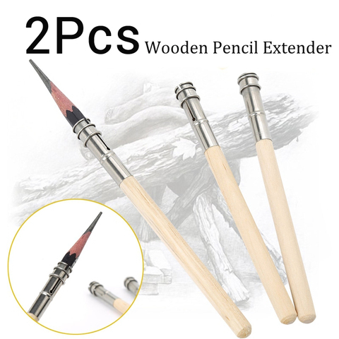 2Pcs Adjustable Single Head Wood Pencil Extender Holder for Charcoal School Office Painting Tool Art Supplies ► Photo 1/6