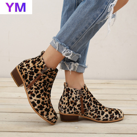 2022 New Style Fashion Women Boots Round Head Low Square Heel Pu Leather Waterproof Boots Woman Autumn Winter Casual Ankle Boot ► Photo 1/6