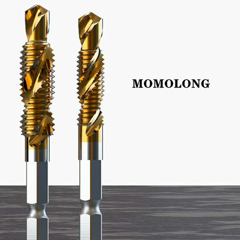 M3 M4 M5 M6 M8 M10 Tap Drill Bits 1/4 Hex Shank Machine Hand Taps Titanium Coated HSS Drilling Tap Bits Thread Screw Tools ► Photo 1/6