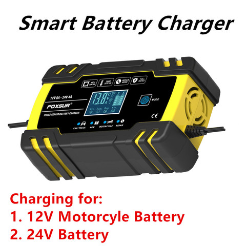 Smart Battery Charger Automatic Car Battery Charger Jump Starter Wire LED 3-STAGE Charge Protection For 12V/24V Car Battery ► Photo 1/1