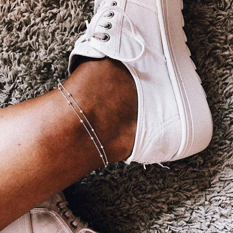 New Summer Gold Silver Color Bead Chain Anklet for Women Vintage Foot Ankle Sandals Bohemian Beach Leg Jewelry Anklet Wholesale ► Photo 1/3