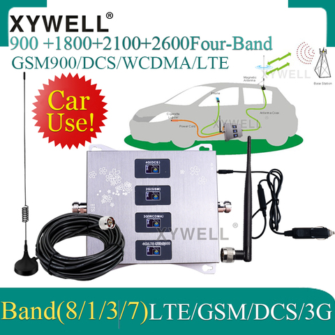 Car Use!! 900/1800/2100/2600mhz Four-Band Cellular Amplifier GSM Repeater 2g 3g 4g Mobile Signal Booster GSM DCS WCDMA LTE ► Photo 1/6
