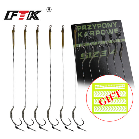6-8pcs 30-60LB Carp Fishing Hooks Hair Rigs With Line For Leader 18.5cm 2/4/6/8# Europe Feeder Group Carp Hook Accessories ► Photo 1/6