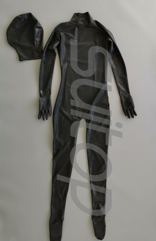 New female's full cover catsuit without any zippers including socks and gloves and hoods (neck entry) in 0.4 mm thickn latlex ► Photo 1/4
