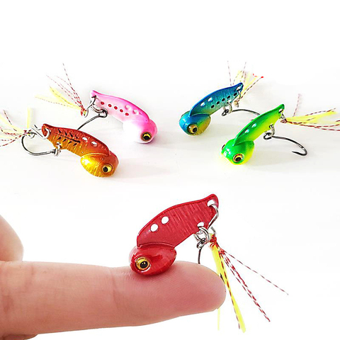 Metal Mini VIB With Rainbow Feather Fishing Lure 3g 6g Pin Crank Bait Vibration Spinner Sinking Bait Fishing Tackle ► Photo 1/6