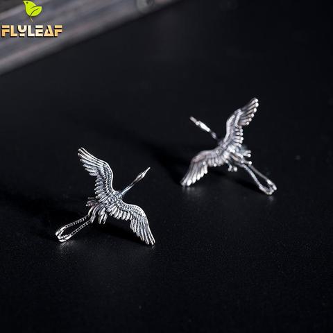 925 Sterling Silver Retro Flying Crane Stud Earrings For Women Chinese Style Do The Old Female Jewelry Accessory Flyleaf 2022 ► Photo 1/5