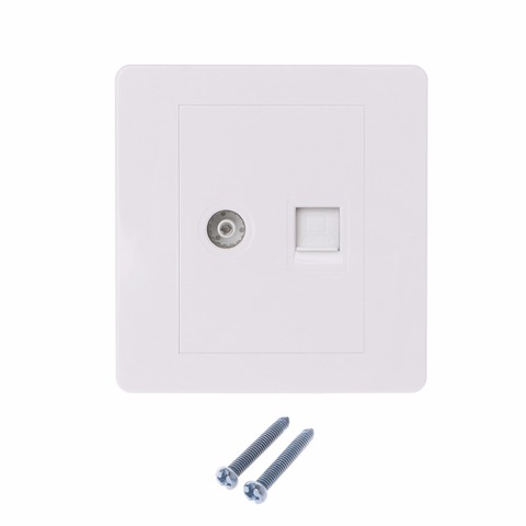 RJ45 Network Sockets Adapter+TV Antenna Coaxial Wall Mount Output Faceplate Panel Socket ► Photo 1/6