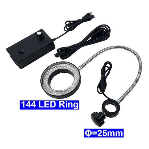 Adjustable 6500K 144 LED Ring Light illuminator Lamp For Industry Stereo Microscope Camera Magnifier AC 110V-240V Adapter ► Photo 1/6