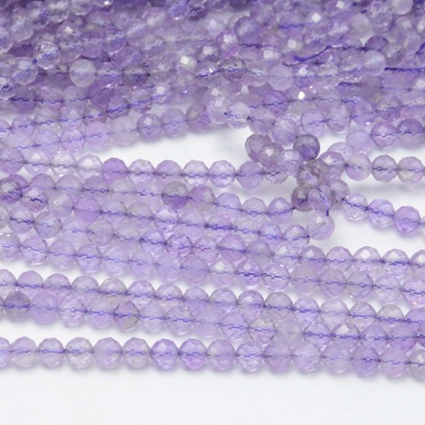 Natural Clean Light  Amethyst Faceted Round Beads 3.5-3.6mm ► Photo 1/6