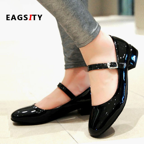 EAGSITY Classic Mary Jane shoes for women square heel ankle strap block heel silver party wedding ladies dress shoes ► Photo 1/6