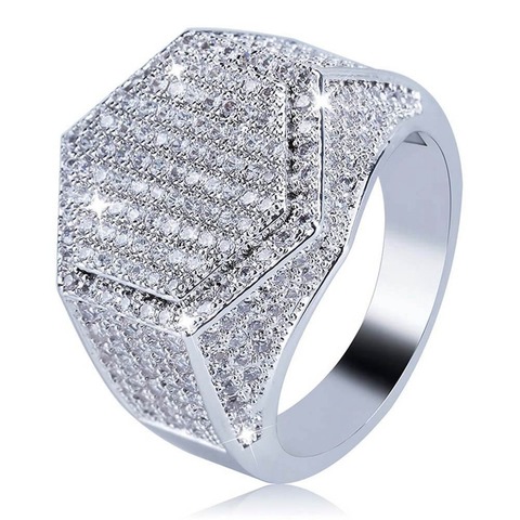 Milangirl Men's Ring Hip Hop Iced Out High Quality Micro Pave CZ Finger Ring    Square Rings For Men Jewelry ► Photo 1/6