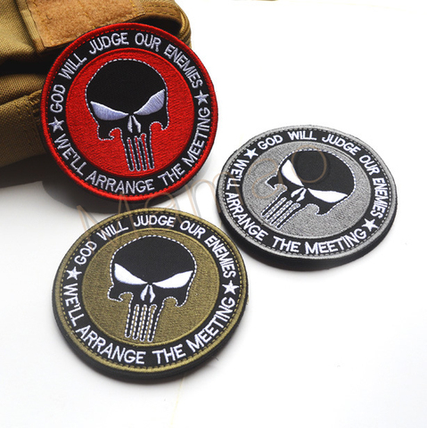 PUNISH SKULL God Will Judge Our Enemy WE'LL ARRANGE MEETING PATCH Military Tactical Badge Multicam Sniper Patch ► Photo 1/6