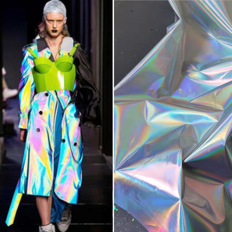 Iridescent holographic Cloth Laser Waterproof Illusory Color DIY Bags  Coat Dress Stage Clothes high-end Designer Fabric ► Photo 1/5