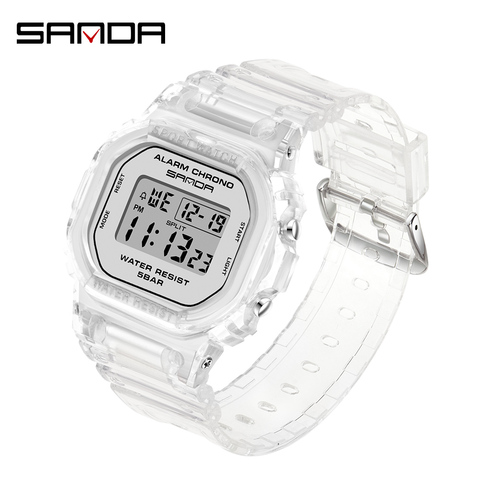 SANDA Fashion Sport Watch Women Transparent strap LED Digital Clock Ladies Electronic Watch Reloj Mujer Relogio Feminino 2009 ► Photo 1/6