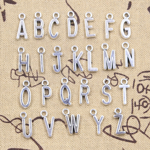 26pcs Charms Alphabet A-Z Letters Antique Silver Color Pendants Making DIY Handmade Tibetan Finding Jewelry ► Photo 1/3