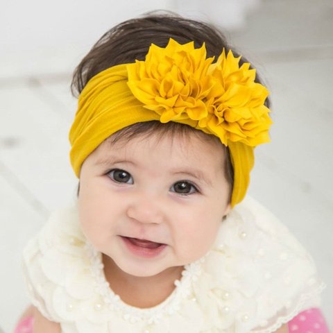 Cute 1PCS Baby Girls Lotus Flower Nylon Headband Knot Elastic Newborn Toddler Turban Headwraps Kids Hair Accessories Gifts ► Photo 1/6